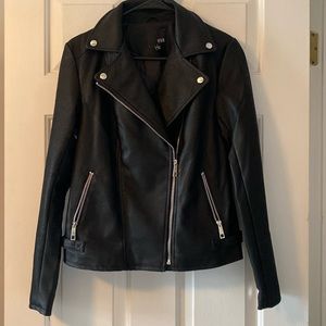 Ladies faux leather fashion jacket